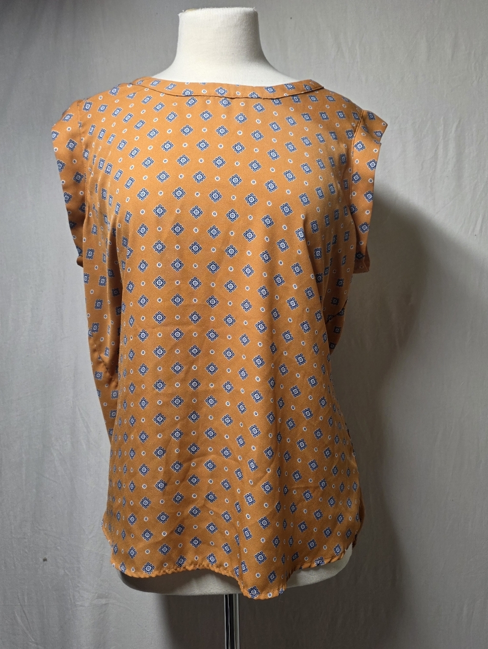 WOMENS PLEIONE ORANGE CAP SLEEVE SHEER BLOUSE SIZE XL